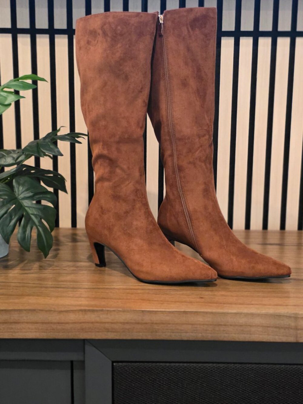 Knee High Brown Faux Suede Boots